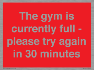 The gym is currently full - please try again in 30 minutes